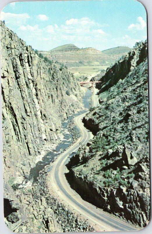 postcard CO - Big Thompson Canon on Highway US 34 to Estes Park