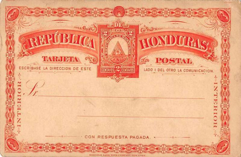 Republica Honduras Red Color 2 Centavos Postal Antique Non-Postcard Back J73870