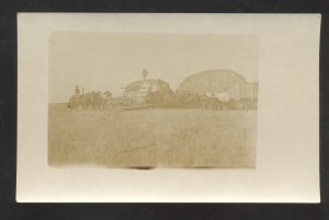 RPPC NORTH DAKOTA FARMING SCENE HORSE DRAWN EQUIPMENT REAL PHOTO POSTCARD