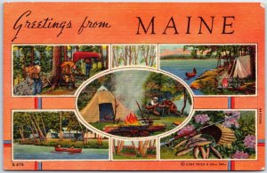 VINTAGE POSTCARD MULTIPLE SCENES & VIEWS FROM MAINE [CURT TEICH] 1940s