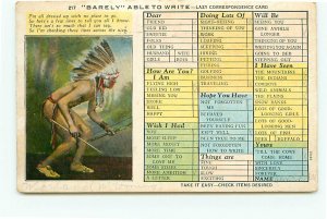 Indian Brave w Bow Lazy Correspondence Card