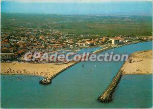 Postcard Modern Valras Beach (Herault) aerial on the new Marina View