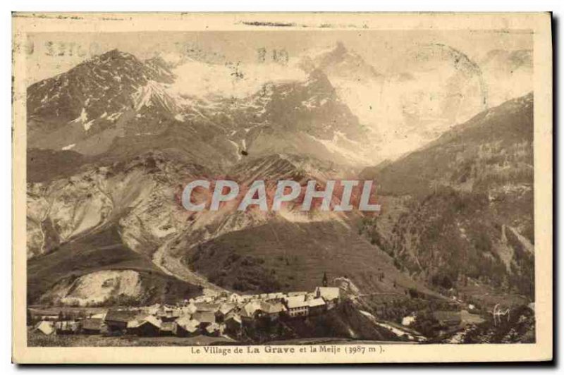 Old Postcard The Village of La Grave and the Meije