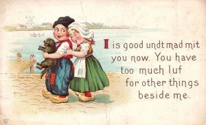 Vintage Postcard Little Girls Friendship Having Too Much Love For Other Things