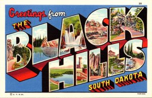 South Dakota Greetings From The Black Hills Large Letter Linen Curteich