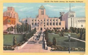 LOS ANGELES, CA California     PUBLIC LIBRARY     c1940's Linen Postcard