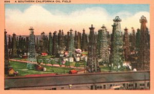 Vintage Postcard A Southern California Crude Oil Field Produce Resembling Forest