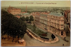 VINTAGE POSTCARD SQUARE DE LA GARE DE PALAVAS IN MONTPELIER FRANCE c. 1910s