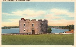 Vintage Postcard 1930's Fort William Henry At Pemaquia Maine Loring Short Pub.