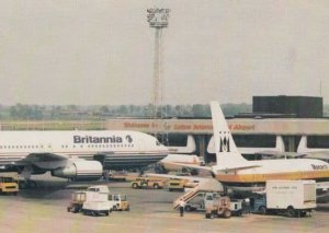 Welcome To Luton Airport Air Cuisine Lorry Britannia Plane Runway 1980s Postcard