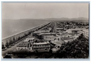 Napier New Zealand Postcard Aerial View Beach Buildings c1910 RPPC Photo