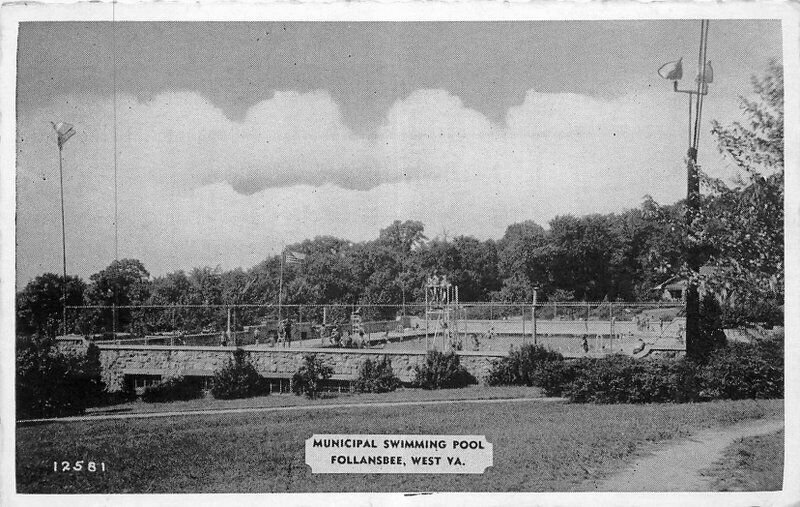 Dexter Follansbee West Virginia Municipal Swimming Pool 1930s Postcard 21-53