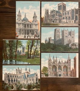 Lot 6 postcards cathedrals architecture London Durham Chester York Canterbury 