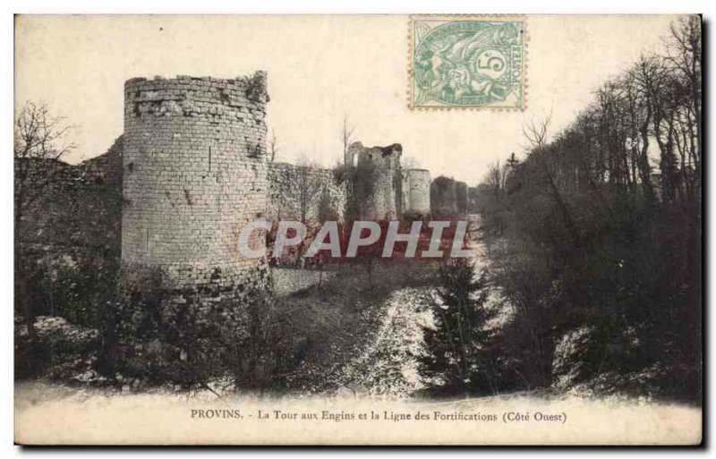 Old Postcard Provins Tower gear and the line of fortifications (West Coast)