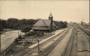 Niles MI Central RR Depot Train Station c1910 RPPC CR CHILDS DPO Cancel