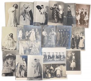 Lot 18 vintage real photo postcards women masquerade theater costumes 1911-1923