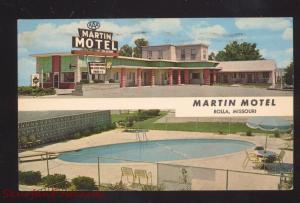 ROLLA MISSOURI MARTIN MOTEL SWIMMING POOL ROUTE 66 ADVERTISING POSTCARD