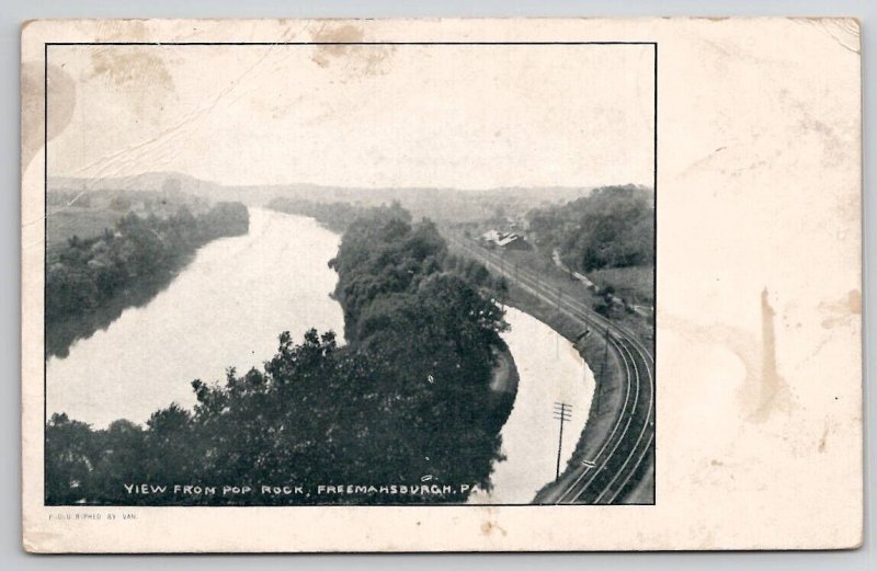 Freemansburgh PA View From Pop Rock Showing Railway And River Postcard G49