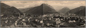 1910s DIGNE-LES-BAINS, France Double Postcard Bird's-Eye Panorama View / Unused 