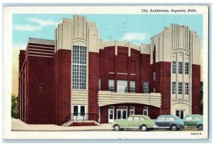 1954 Exterior City Auditorium Building Classic Cars Superior Nebraska Postcard