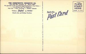 Lancaster PA Linen Adv CONTRUCTO PRODUCTS CO Storefront Postcard