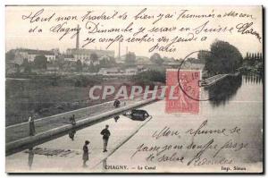 Old Postcard Chagny Canal Pecheurs