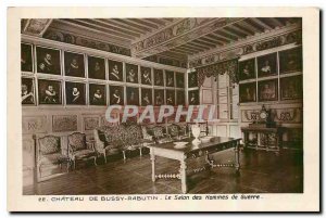Old Postcard Chateau de Bussy Rabutin the lounge of War Men