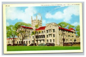 Vintage 1940's Postcard Old Cars University Chicago Lying-In Hospital Illinois