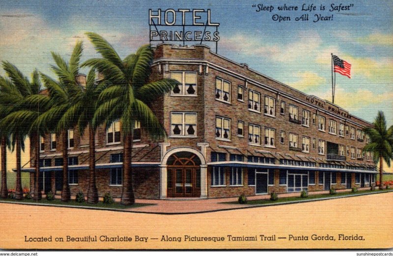 Florida Punta Gorda Hotel Princess 1947 Curteich