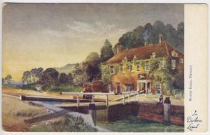 Raphael Tuck Marsh Lock Hensley Man Fishing In Dickens Land Series Postcard