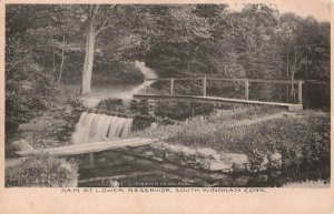 circa 1901 Dam and Walk Bridge Lower Reservoir S. Windham Conn. Postcard 2R5-192 