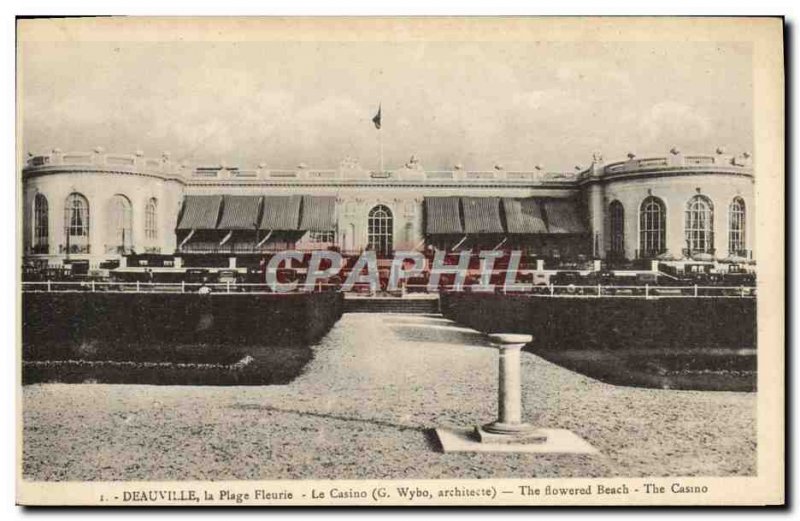 Old Postcard Deauville flowered Beach Casino