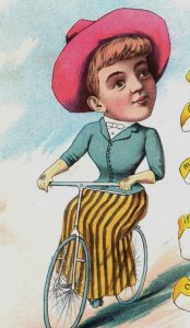 1880s East Side Cycle Co. Woman Riding Early Bicycle #6L