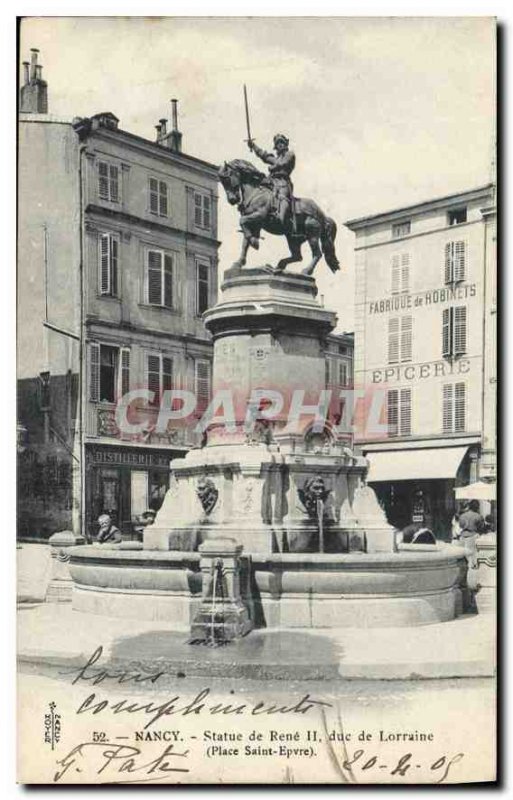 Postcard Old Statue Nancy Renee II Duke of Lorraine Place Saint Epvre