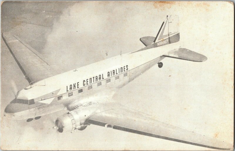 Lake Central Airlines Advertising Vintage Postcard G13 