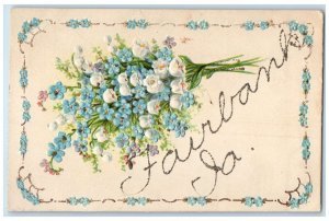 c1920's Flower Bouquet Sky Blue Border Fairbank Iowa IA Correspondence Postcard