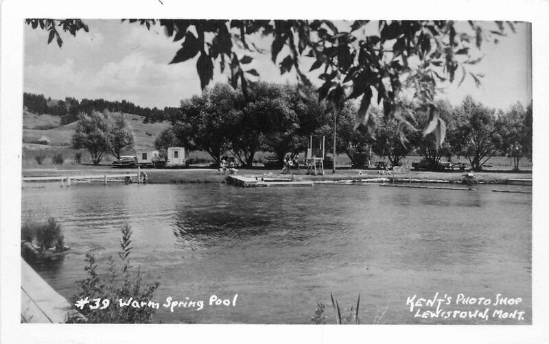 Kents Photo Warm Springs Pool Lewistown Montana 1950s RPPC Postcard 21-1886