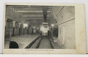 Boston Court Street Station of East Boston Tunnel Vintage Unused UDB Postcard G8