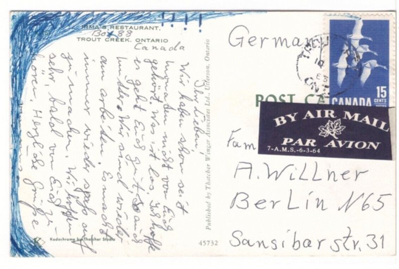 Trout Creek, ON Vintage 1965 Chrome Postcard