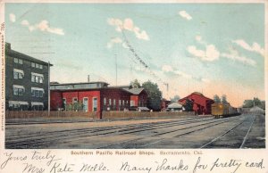 SOUTHERN PACIFIC RAILROAD SHOPS SACRAMENTO CALIFORNIA POSTCARD 1906