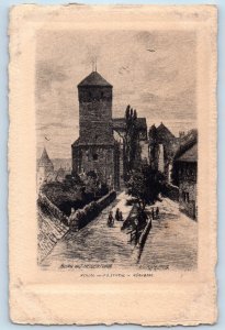 Nuremberg Bavaria Germany Postcard Castle With Heathen Tower c1910 Antique