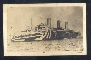 RPPC WWI UNITED STATES NAVY WARSHIP USS LEVIATHON VINTAGE REAL PHOTO POSTCARD