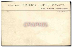 Postcard Old Memo from Barter's Hotel Plymouth