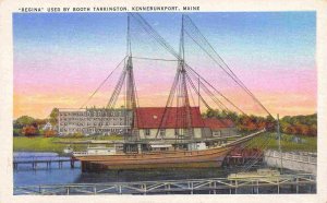 Schooner Regina Sailing Ship Booth Tarkington Kennebunkport Maine linen postcard