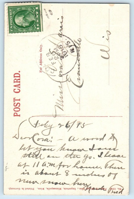 1915 View Of Main Street North Colfax Wisconsin WI Dirt Road Antique Postcard