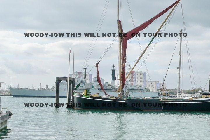 mp161 - HMS Exeter off to breakers & Sailing Barge Alice - photo 6x4