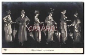 Postcard Old Fashion Headdress Woman Parisian Silhouettes