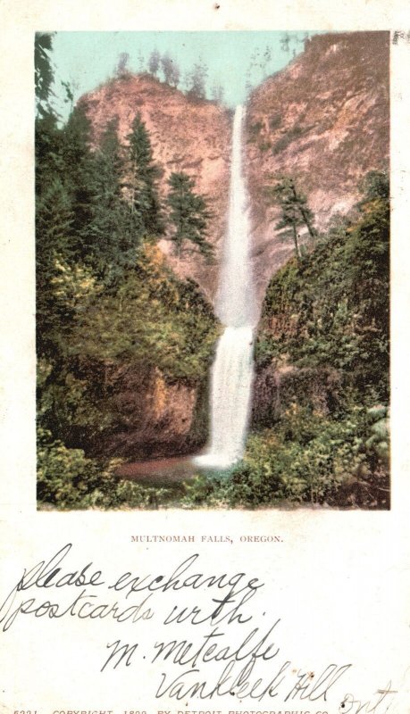 Waterfalls OR-Oregon, 1905 Multnomah Falls Tourist Attraction Vintage Postcard