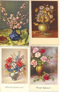 Beautiful flowers Lor of nineteen (29) old vintage PC. Early 20th century