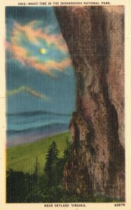 Vintage Postcard Night Time in Shenandoah National Park near Skyland Virginia VA